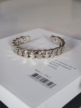 NWT Authentic Givenchy G Chain Bangle Bracelet – Silversmith Brass, Size 2